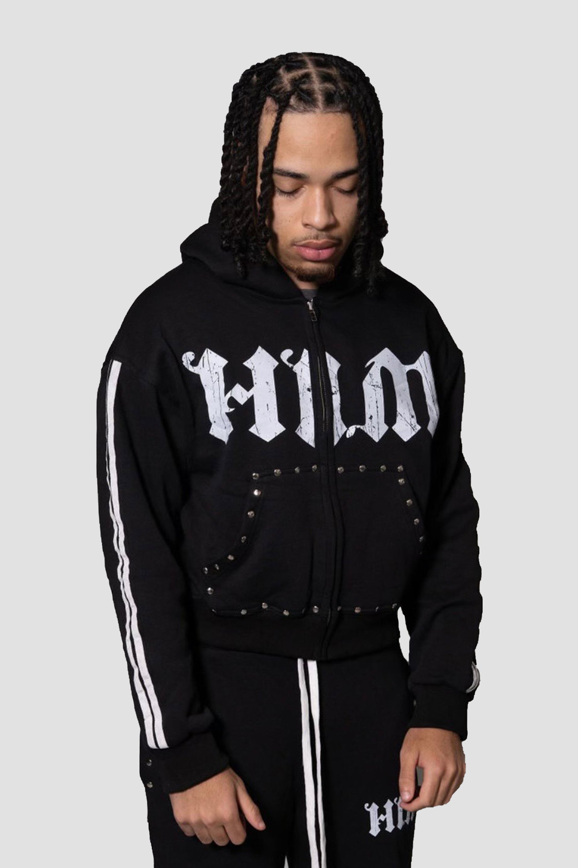 HIM Stripped Hoodie Black