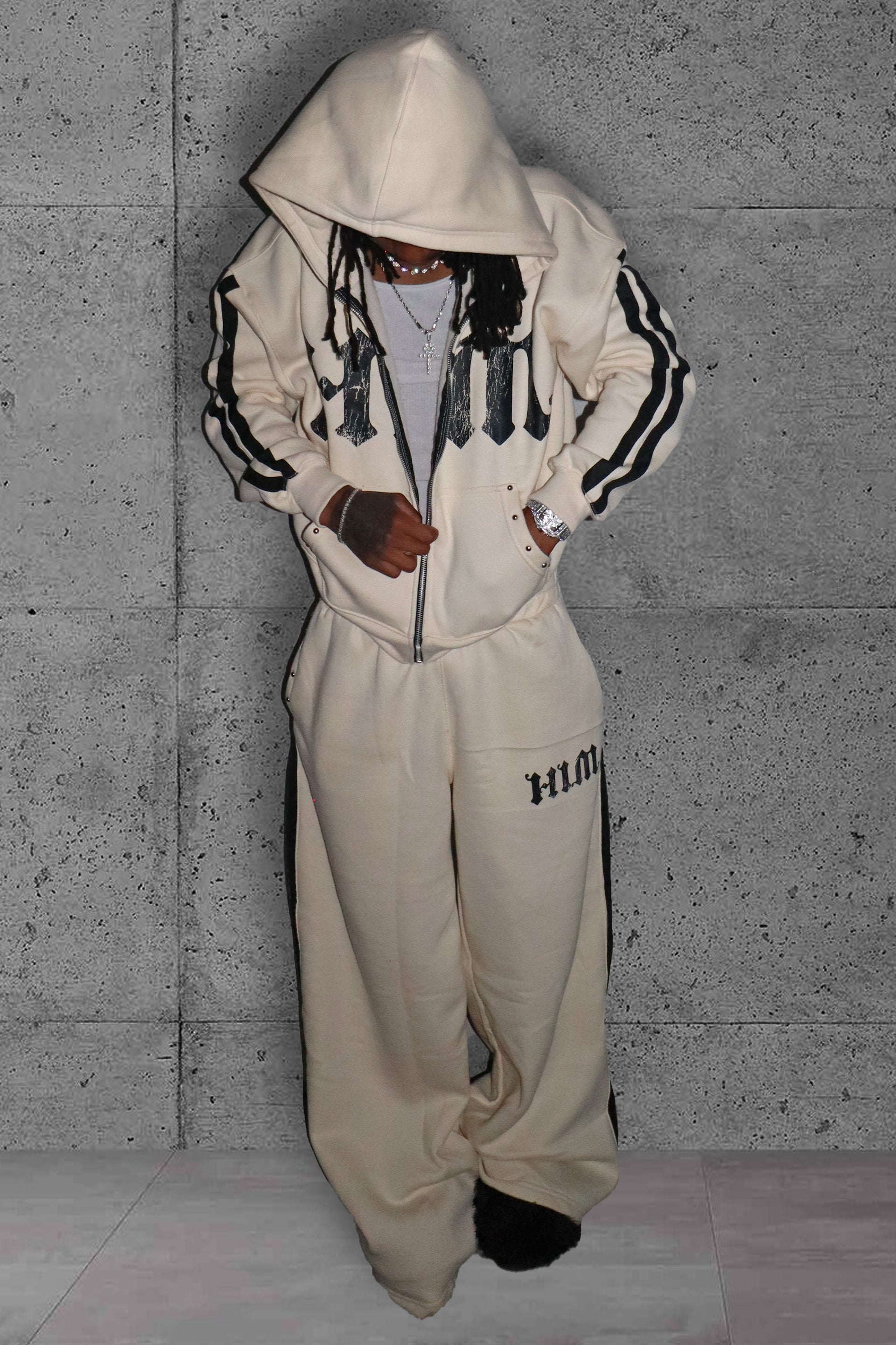 HIM Stripped Pants Cream