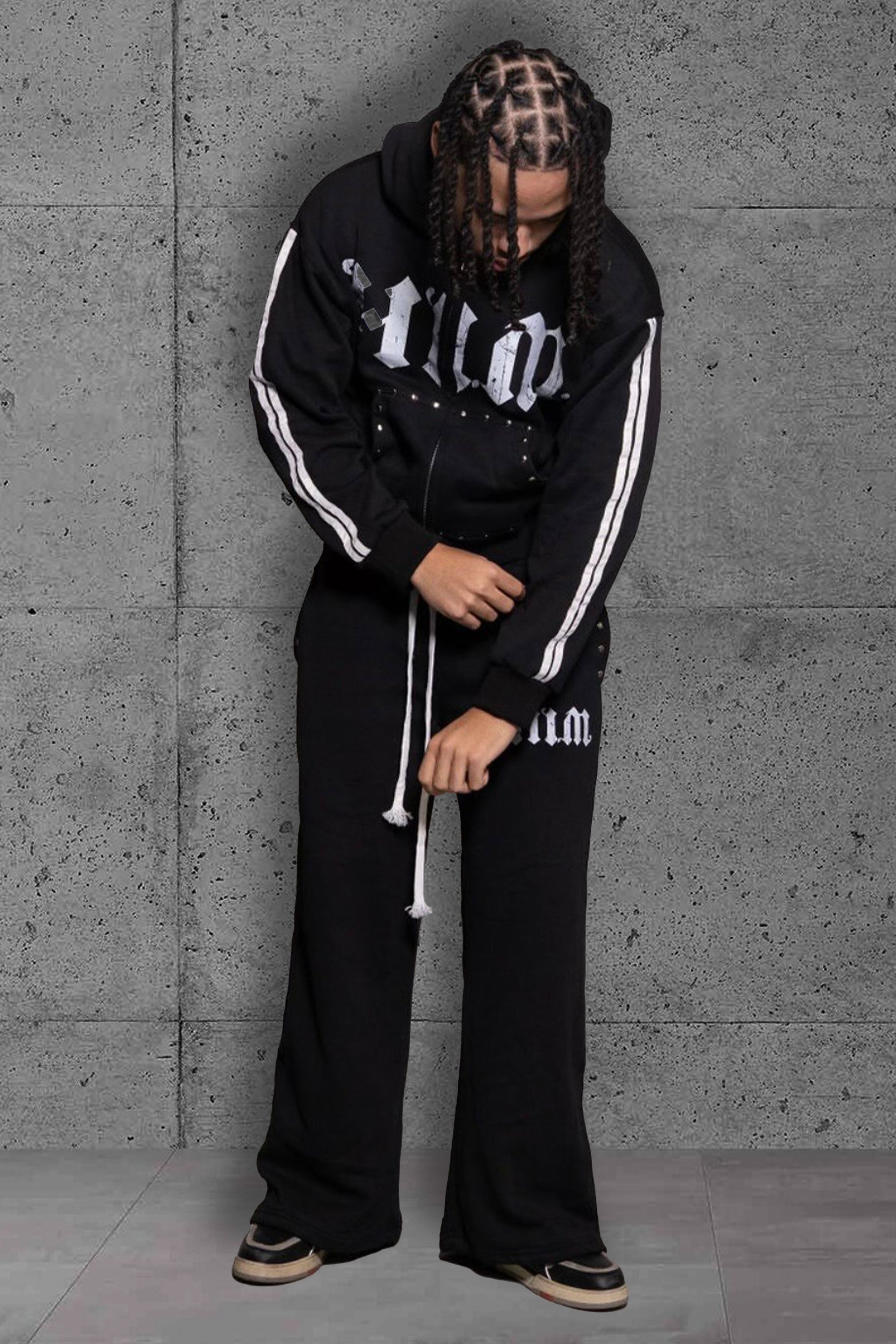 HIM Stripped Hoodie Black